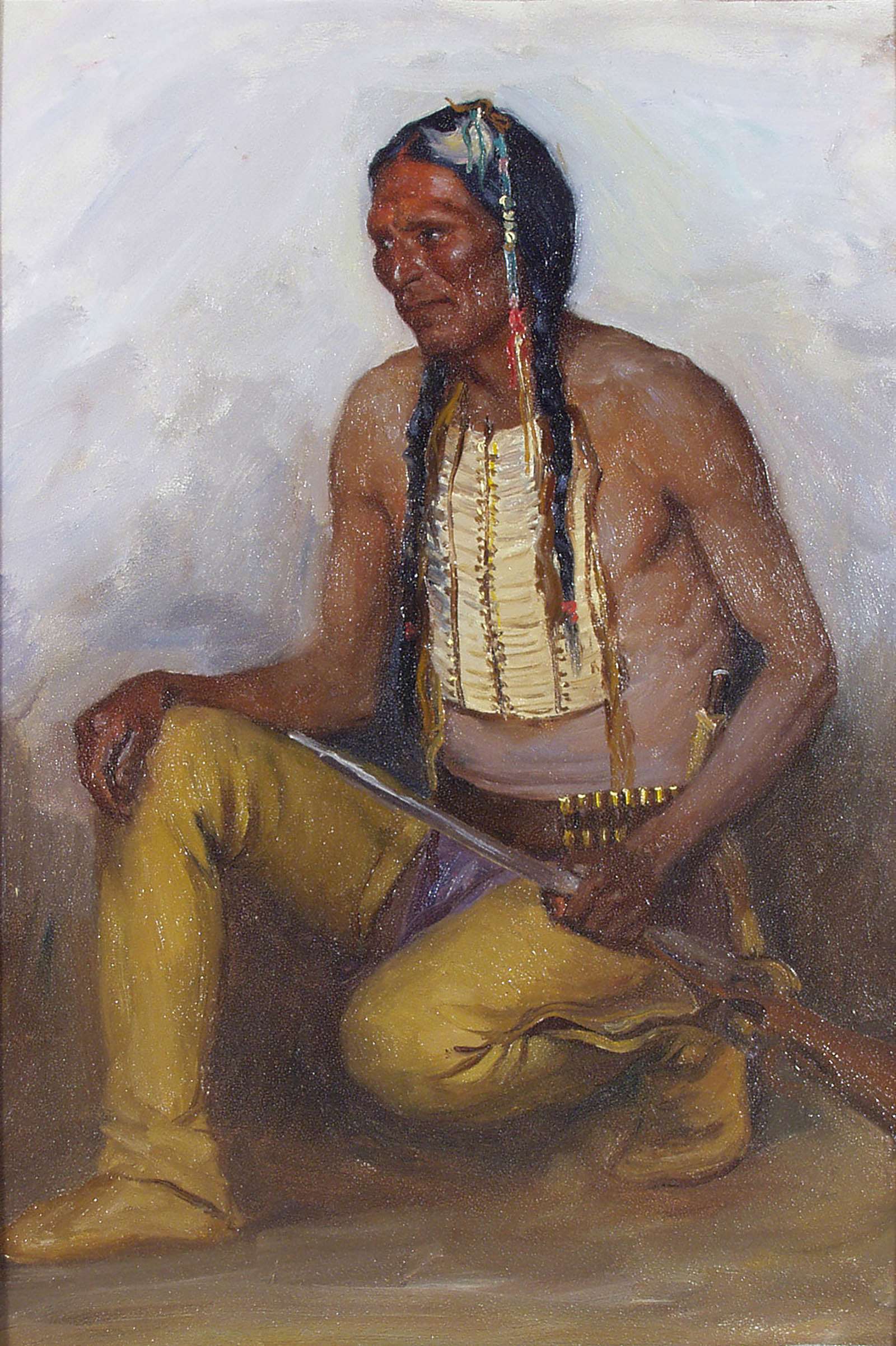 Untitled (Plains man, kneeling with rifle